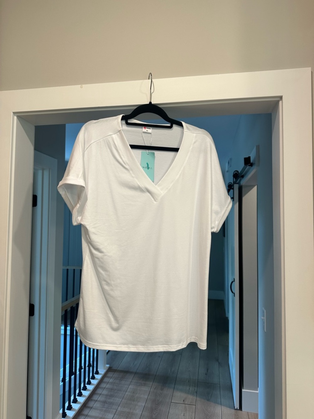 Women's White V-Neck Short Sleeve Tee by Bluebella